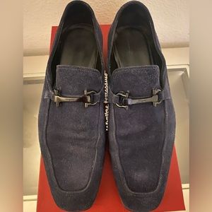 Men’s blue suede Ferragamo loafers size 10 shoe